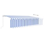 vidaXL Auvent manuel rétractable avec store et LED 6x3 m Bleu et blanc