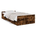 vidaXL Cadre de lit avec tiroirs sans matelas chêne fumé 100x200 cm