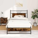 vidaXL Cadre de lit sans matelas chêne fumé 100x200 cm bois ingénierie