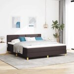 vidaXL Lit à ressort LED avec coussin Marron foncé 180 x 200 cm tissu