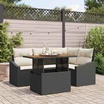 vidaXL Ensemble de salle à manger pour jardin Noir et Crème
