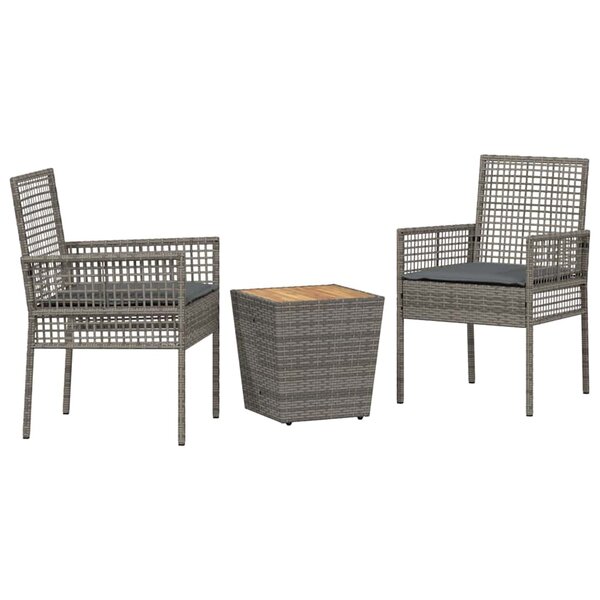 vidaXL Ensemble bistro de jardin 3 Pièces Gris Poly rotin