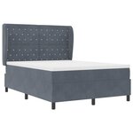 vidaXL Lit à ressorts avec matelas Gris foncé 200 x 140 cm Velours