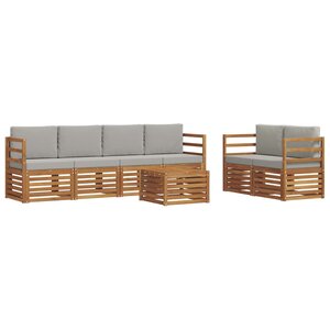 vidaXL Ensemble de canapés d'extérieur 7 pc Gris Naturel et Clair