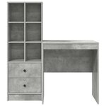 vidaXL Bureau avec rangement 2 Pièces Gris béton 70 x 50 x 76 cm