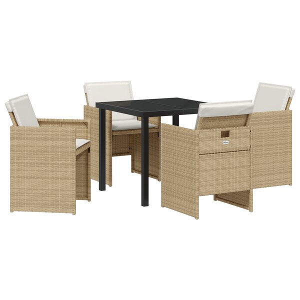 Ensemble de Dîner de Jardin de 5 Pièces avec Coussins Beige vidaXL