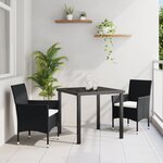 vidaXL Ensemble de jardin 2 pièces noir en poly rotin