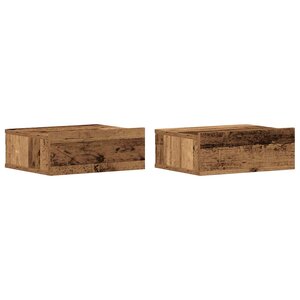 vidaXL Tables de chevet flottantes 2 Pièces vieux bois bois d'ingénierie