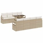 vidaXL Ensemble de canapé de jardin 9 Pièces Beige Poly rotin