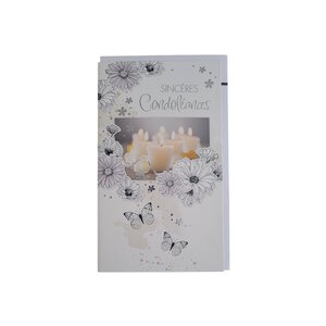 Carte De Voeux - Condoléances - Sincères Condoléances - Bougies Fleurs