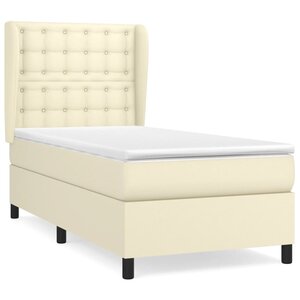 vidaXL Sommier à lattes de lit avec matelas Crème 100x200cm Similicuir