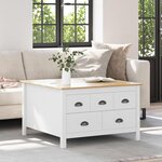 vidaXL Table basse HILL Blanc et marron miel 79 5 x 79 5 x 49 cm