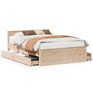 vidaXL Cadre de lit sans matelas avec tête de lit 160x200cm pin massif