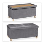 Banquette de rangement moderne pliable pour salon couloir 34 x 76 x 38 cm en velours gris 13_0010923