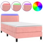 vidaXL Sommier à lattes de lit avec matelas LED Rose 80x200 cm Velours