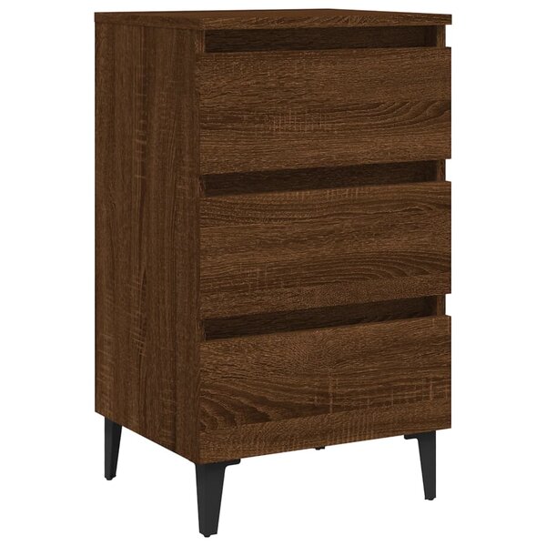 vidaXL Table de chevet avec pieds en métal Chêne marron 40x35x69 cm