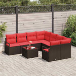vidaXL Ensemble de Canapés 9 Pièces Marron et rouge polyrotin
