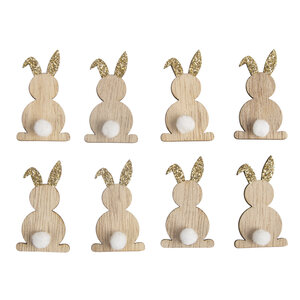 Miniatures en bois Lapins  cachemire or  4 5cm  avec point adhésif  8 pces