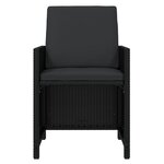 vidaXL Mobilier à dîner de jardin et coussins 7Pièces Résine tressée Noir