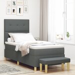 vidaXL Lit à ressort avec matelas et banc Gris foncé 90x200 cm Tissu