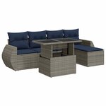 vidaXL Salon de jardin avec coussins 6 Pièces gris résine tressée acacia