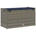 vidaXL Banc de rangement extérieur coussin gris 100 cm résine tressée