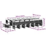 vidaXL Ensemble à manger de jardin 17 Pièces coussins noir résine tressée