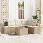 vidaXL Ensemble de canapé de jardin 5 Pièces Beige Poly rotin