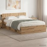 vidaXL Cadre de lit avec rangement Chêne artisanal 140 x 190 cm