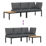 vidaXL Salon de jardin 2 Pièces avec coussins noir aluminium