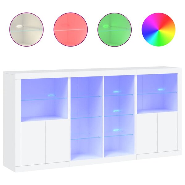 vidaXL Buffet avec lumières LED blanc 202x37x100 cm