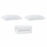 vidaXL Couette avec oreiller 3 Pièces Blanc Microfibre