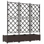 vidaXL Bac à fleurs avec Treillis 3 Pièces Marron 120 x 40 x 125.5 cm PP