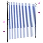 vidaXL Store roulant d'extérieur bleu et blanc 150x270 cm tissu acier