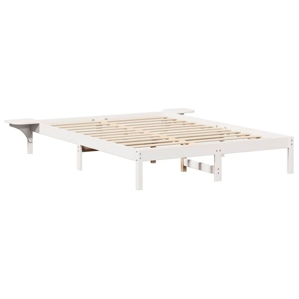 vidaXL Cadre de lit avec tables de chevet Blanc 150 x 200 cm Blanc