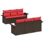 vidaXL Ensemble de canapé de jardin avec coussin 7 Pièces Beige Rouge
