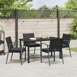vidaXL Ensemble de salle à manger pour jardin 5 Pièces Noir Poly rotin
