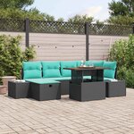 vidaXL Ensemble de canapé de jardin 7 Pièces Noir polyrotin