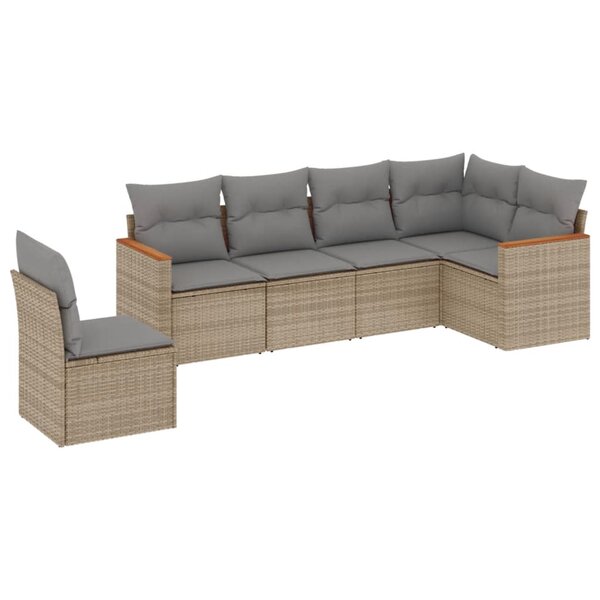 vidaXL Salon de jardin avec coussins 6 Pièces beige résine tressée