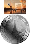 Pièce de monnaie en Palladium 12 Dollars g 0.031 (1/1000 oz) Millésime 2026 World Famous Landmarks EIFFEL TOWER (PRÉCOMMANDE)