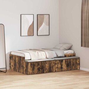 vidaXL Cadre de lit Chêne fumé 90 x 200 cm Bois d'ingénierie