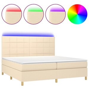 vidaXL Sommier à lattes de lit et matelas et LED Crème 200x200cm Tissu