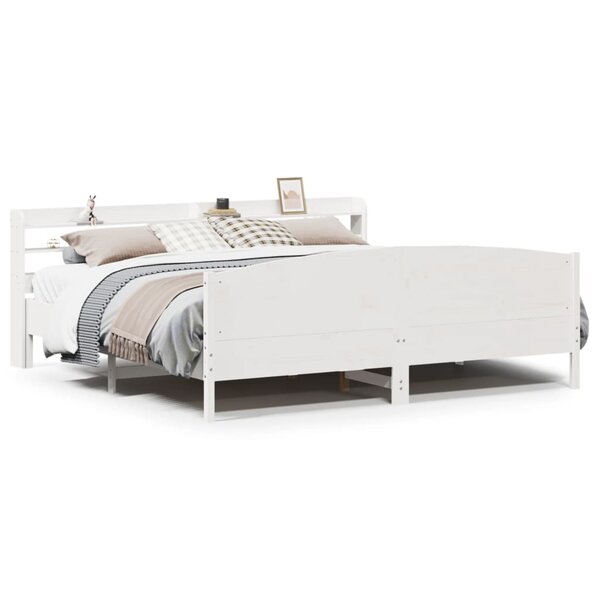 vidaXL Cadre de lit sans matelas blanc 200x200 cm bois massif de pin