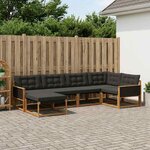 vidaXL Ensemble de canapés d'extérieur 6 pc Naturel et noir