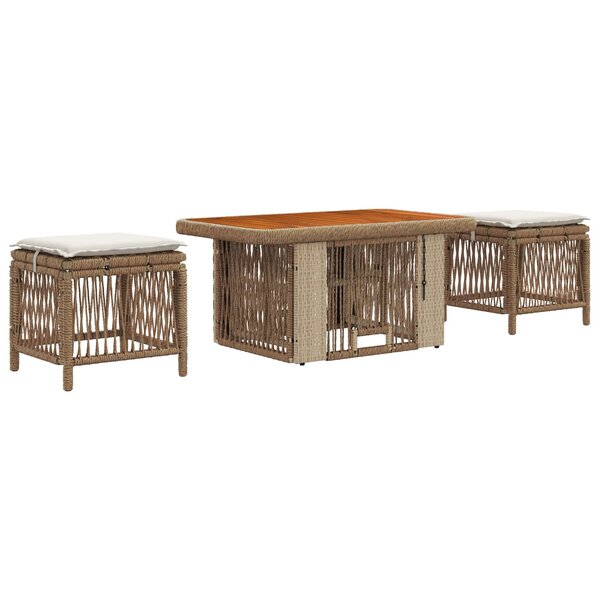 vidaXL Ensemble de salle à manger pour jardin 3 pc Beige et crème
