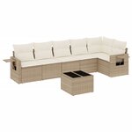 vidaXL Salon de jardin avec coussins 7 Pièces beige résine tressée