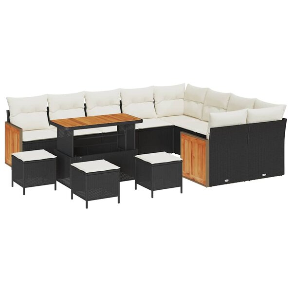 vidaXL Ensemble de canapé de jardin 13 Pièces Noir et Crème