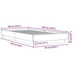 vidaXL Cadre de lit sans matelas noir 90x190 cm bois ingénierie