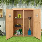 Abri de jardin armoire de jardin remise pour outils sur pied dim. 128L x 50l x 164H cm 2 étagères 2 portes 2 fenêtres toit bitumé étanche bois massif sapin pré-huilé