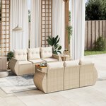 vidaXL Salon de jardin avec coussins 7 Pièces beige résine tressée